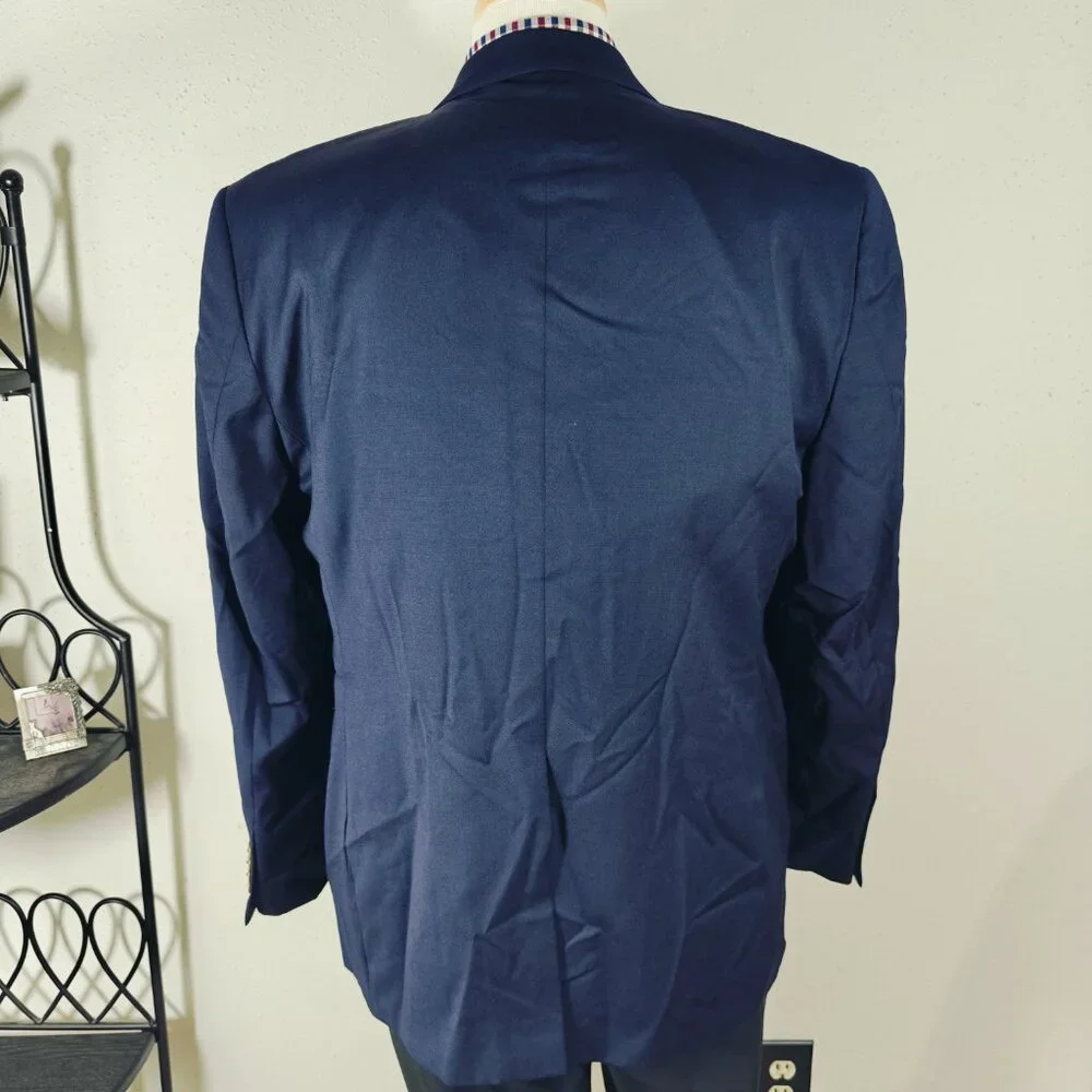 Joseph Feiss Gold Men's Sport Coat Blazer Two Button Navy Blue Twill Classic 44R